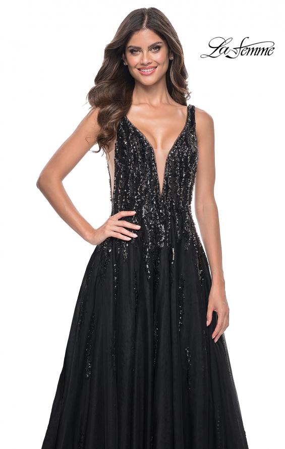 Picture of: A-Line Rhinestone and Beaded Embellished Prom Dress in Black, Style: 32345, Detail Picture 5