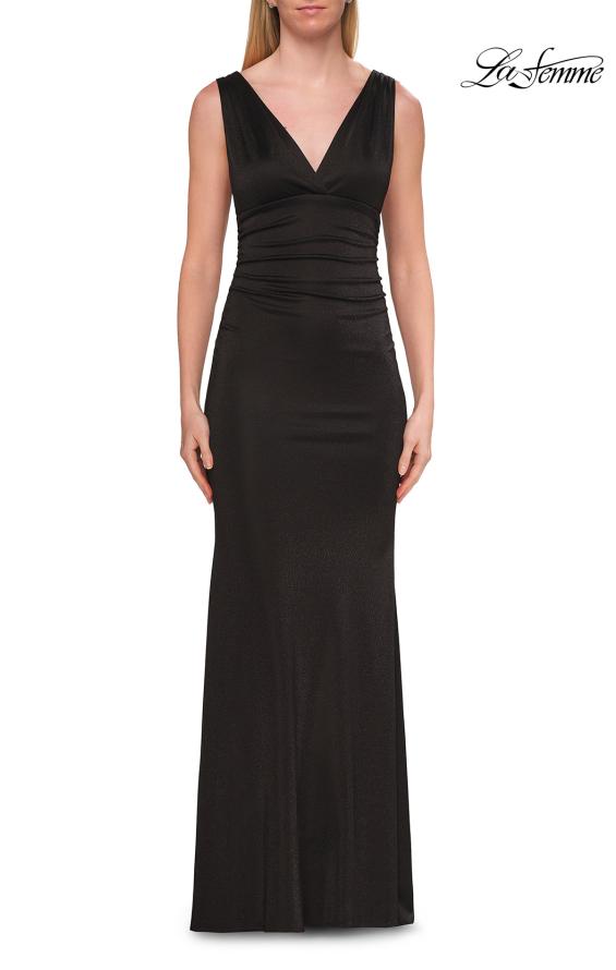 Picture of: Metallic Jersey Gown with V-Neckline and Low Back in Black, Style: 33425, Detail Picture 5