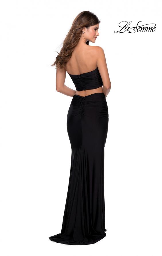 Picture of: Tube Top Two Piece Long Jersey Prom Dress in Black, Style: 28703, Detail Picture 6