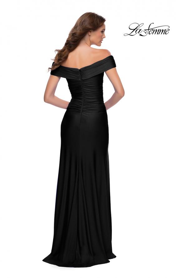 Picture of: Off the Shoulder Chic Jersey Gown with Ruching in Black, Style 29781, Detail Picture 6