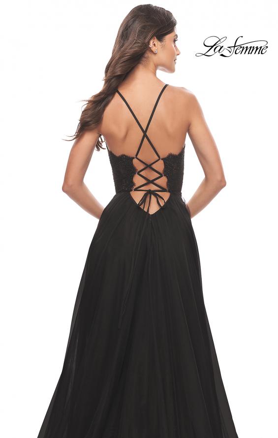 Picture of: Tulle Dress with Full Skirt and Sheer Lace Bodice in Black, Style: 31271, Detail Picture 6