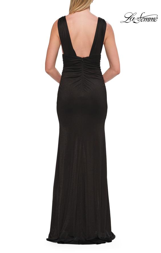 Picture of: Metallic Jersey Gown with V-Neckline and Low Back in Black, Style: 33425, Detail Picture 6