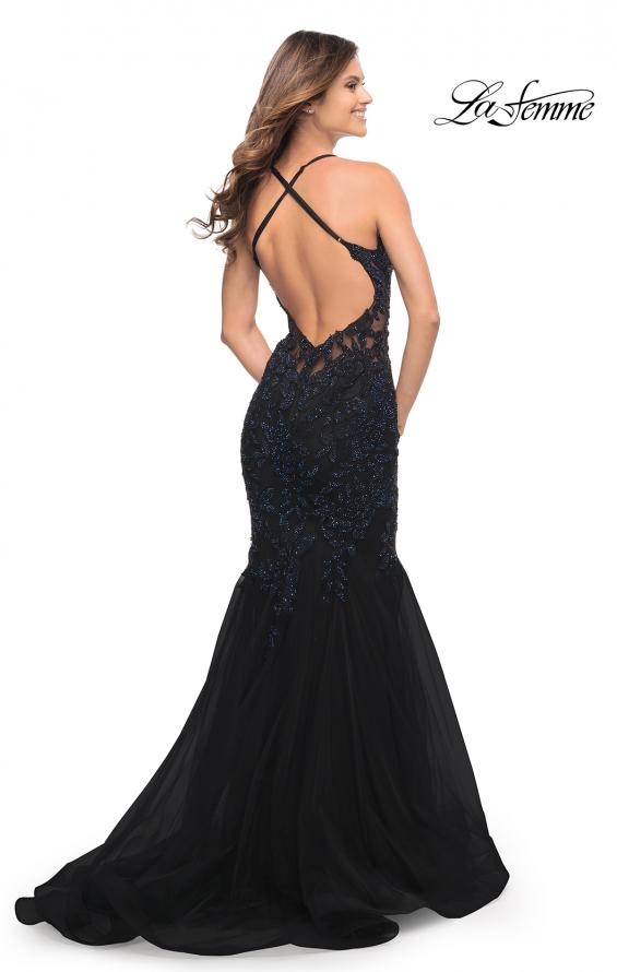 Picture of: Mermaid Tulle and Lace Jeweled Prom Dress in Black, Style: 30584, Detail Picture 7