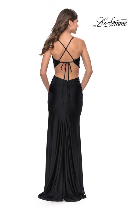 Picture of: Prom Dress with Side Cutouts and Open Tie Back in Black, Style: 30977, Detail Picture 7