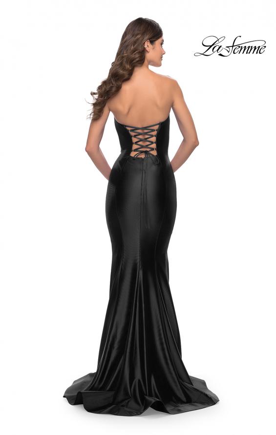 Picture of: Intricate Lace Up Back Liquid Jersey Mermaid Gown in Black, Style: 31321, Detail Picture 7