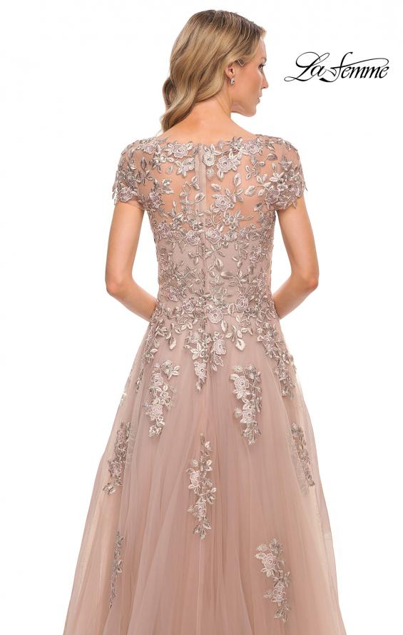 Picture of: Gorgeous Lace and Tulle Gown with Full Skirt and Sleeves in Pink, Style: 29829, Detail Picture 2