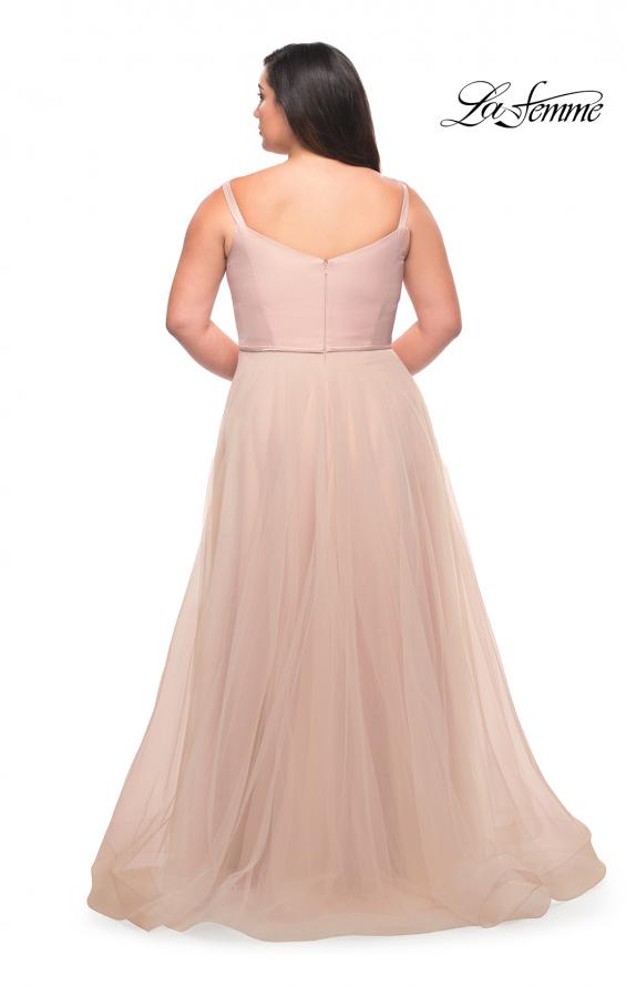 Picture of: Long Plus Size Gown with Tulle Skirt and Satin Top in Blush, Style: 29072, Detail Picture 2