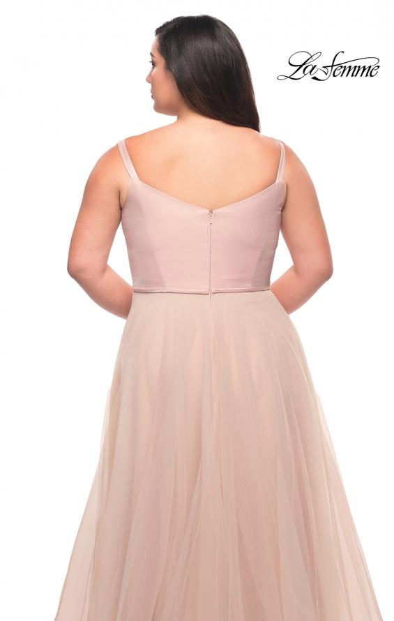 Picture of: Long Plus Size Gown with Tulle Skirt and Satin Top in Blush, Style: 29072, Detail Picture 6