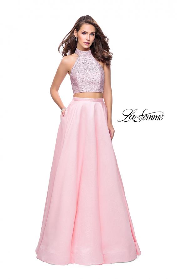 Picture of: Mikado Two Piece A-line Dress with Metallic Beading in Blush, Style: 25705, Main Picture