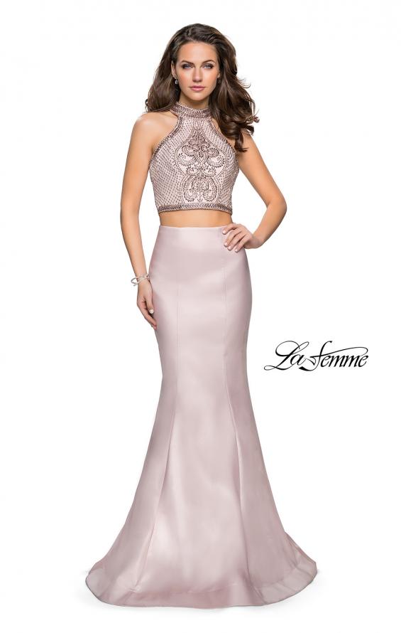 Picture of: Beaded Two Piece Mermaid Prom Dress with Open Back in Blush, Style: 26255, Main Picture