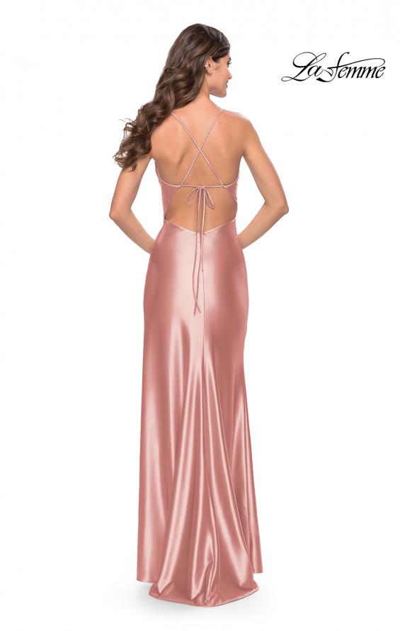 Picture of: Fitted Liquid Jersey Dress with High Slit and Open Back in Blush, Style: 31208, Style: 31208