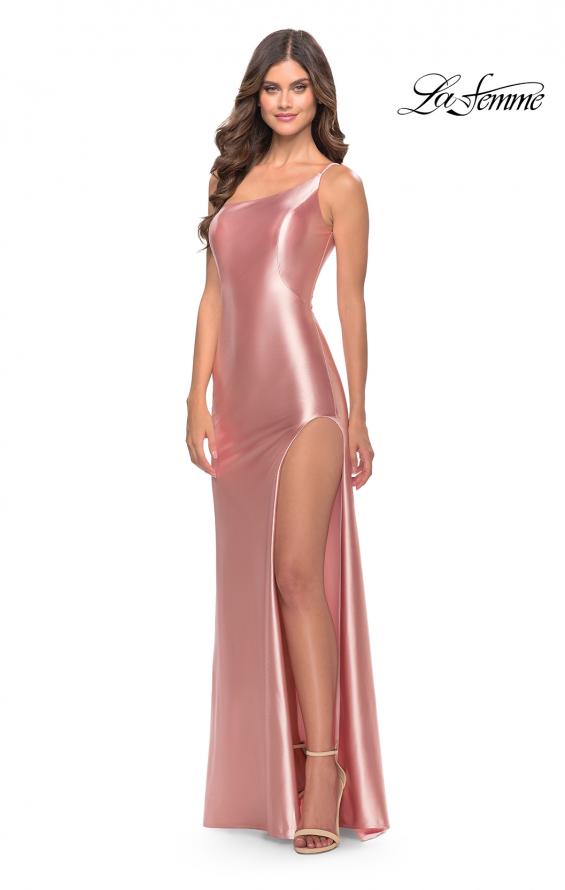 Picture of: Simple One Shoulder Liquid Jersey Dress in Blush, Style: 31391, Detail Picture 15