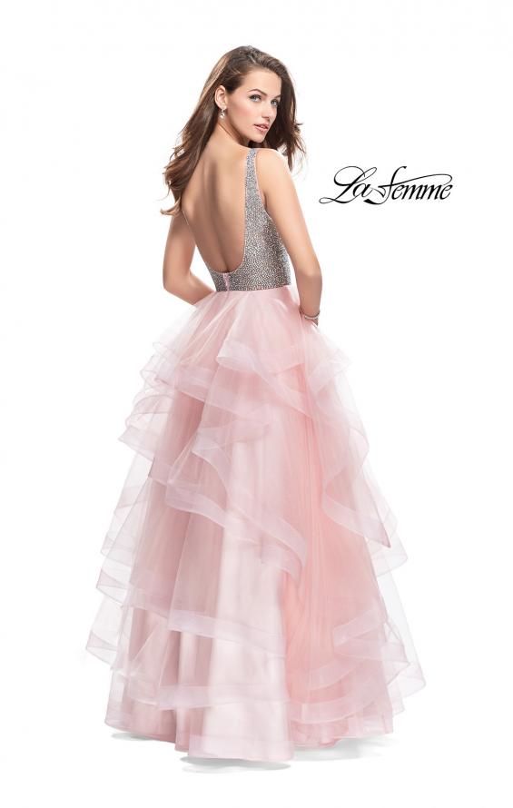 Picture of: Beaded Bodice Ball Gown with Tulle Skirt in Blush, Style: 26223, Back Picture