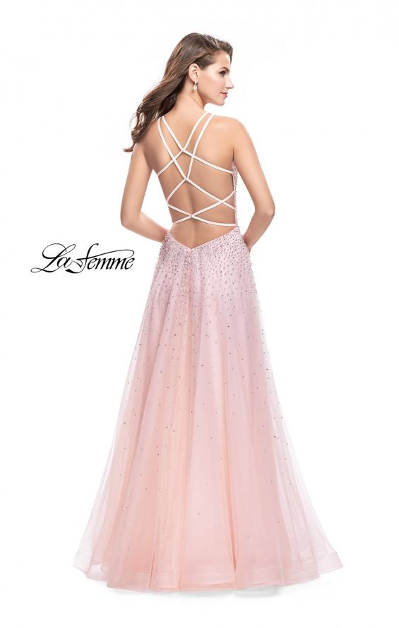 Picture of: High Neck Tulle A-line Prom Dress with Pockets in Blush, Style: 26250, Back Picture
