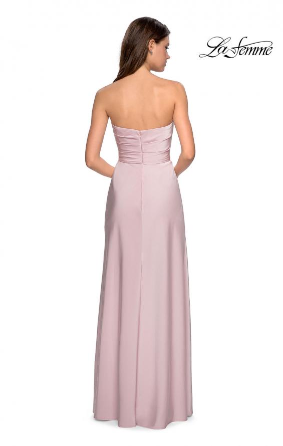 Picture of: Strapless Jersey Prom Dress with Ruching and Slit in Blush, Style: 26794, Back Picture