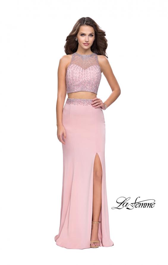 Picture of: Beaded Two Piece Prom Dress with Open Back in Blush, Style: 26063, Detail Picture 1