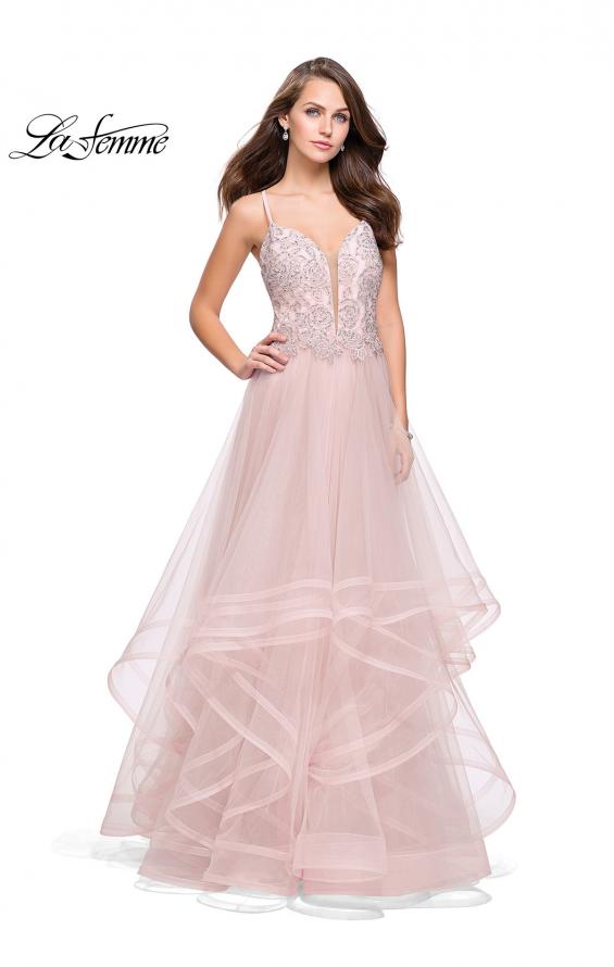 Picture of: Ball Gown with Tulle Skirt and Lace Beading in Blush, Style: 25762, Detail Picture 3