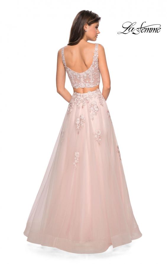 Picture of: Two Piece Floor Length Prom Dress with Lace Detail in Blush, Style: 27489, Detail Picture 3