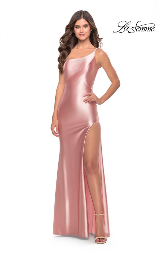 Picture of: Simple One Shoulder Liquid Jersey Dress in Blush, Style: 31391, Detail Picture 3
