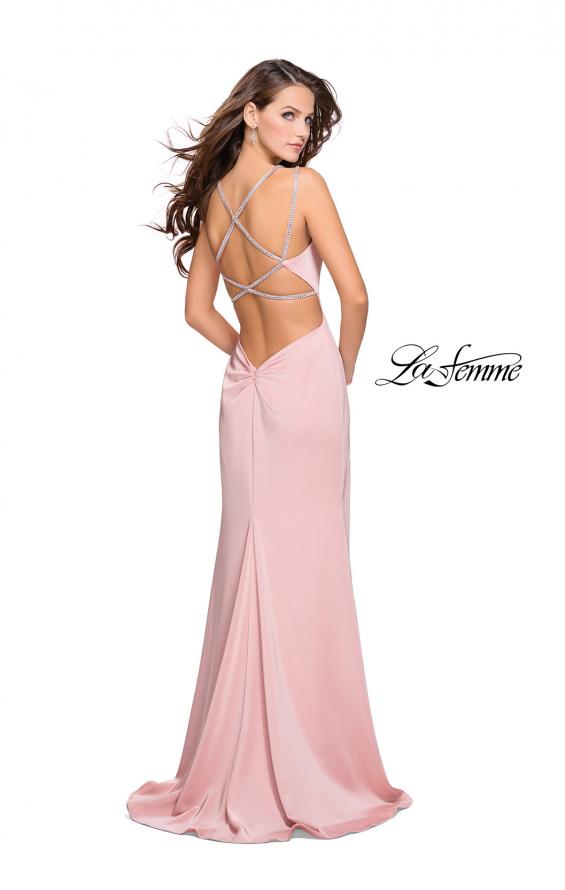 Picture of: Long Jersey Dress with Metallic Straps and Embellishments in Blush, Style: 25660, Detail Picture 2