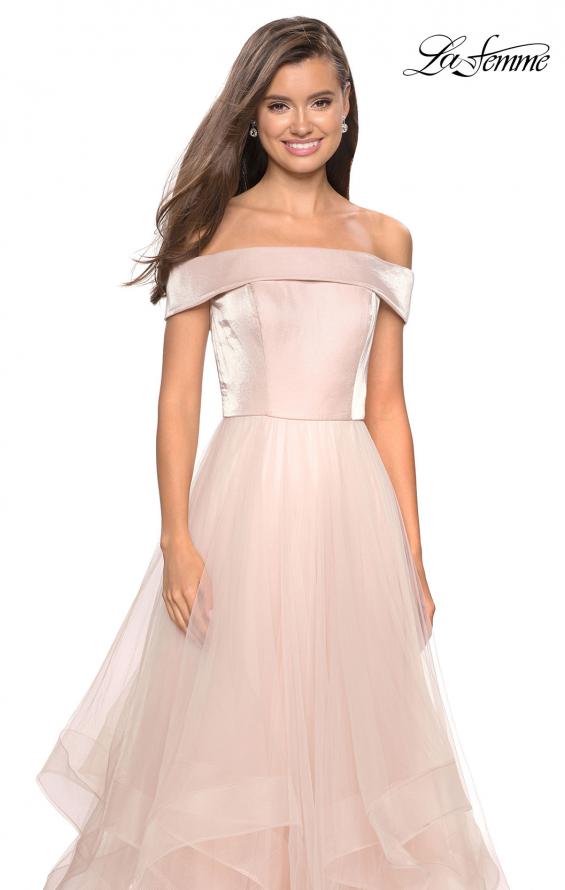 Picture of: Elegant Off the Shoulder Tulle Layered Ball Gown in Blush, Style: 27224, Detail Picture 5