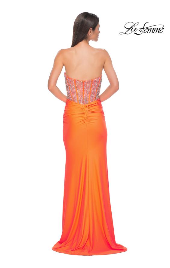 Picture of: Fabulous Prom Dress with Rhinestone Corset Bodice and Simple Skirt in Bright Orange, Style 32669, Detail Picture 6