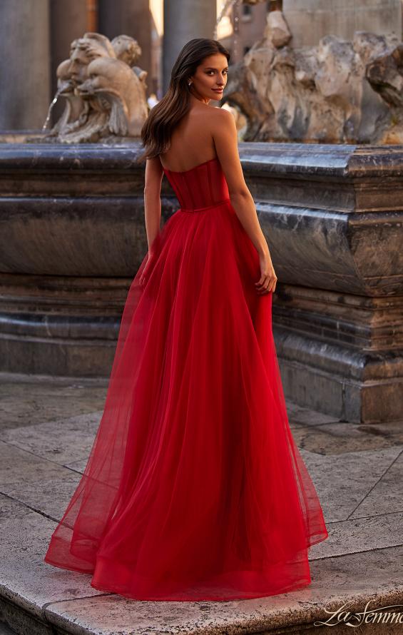Picture of: A-Line Tulle Dress with Satin Corset Bodice in Red, Style: 32424, Back Picture