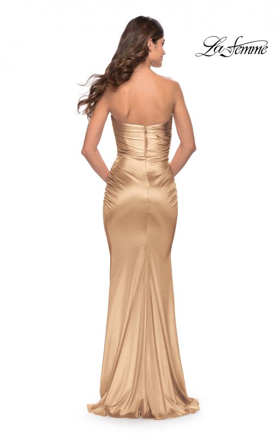Picture of: Strapless Stretch Satin Dress with Ruching in Bronze, Style: 32300, Detail Picture 8