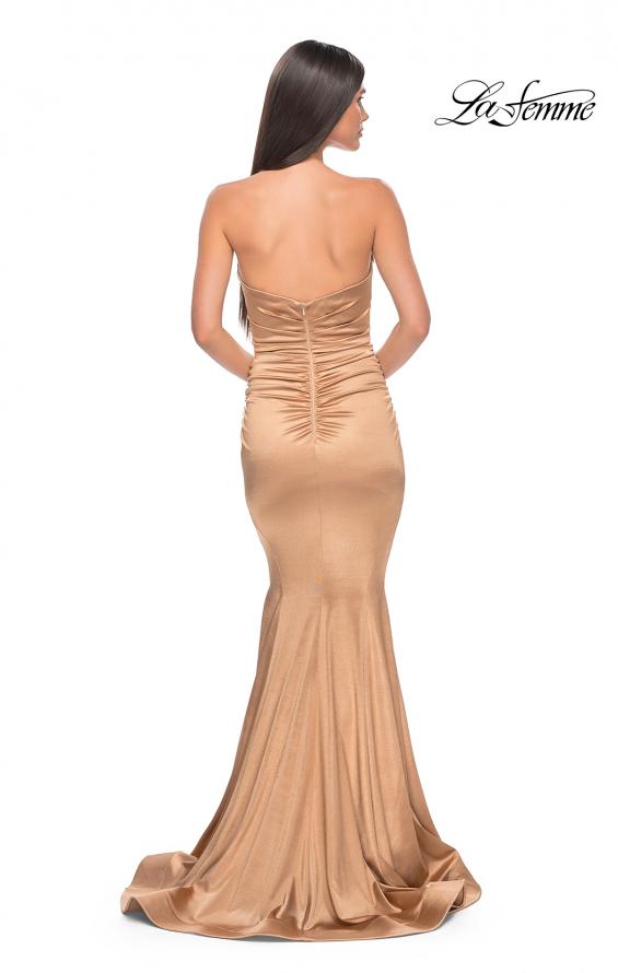 Picture of: Stretch Satin Gown with Draped Sweetheart Neckline in Bronze, Style: 31915, Detail Picture 13