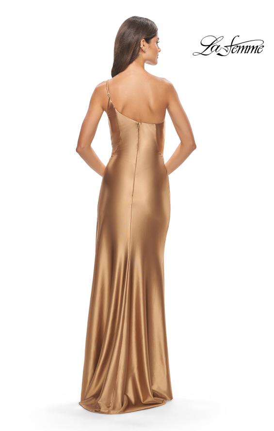 Picture of: Simple One Shoulder Liquid Jersey Dress in Bronze, Style: 31391, Detail Picture 20