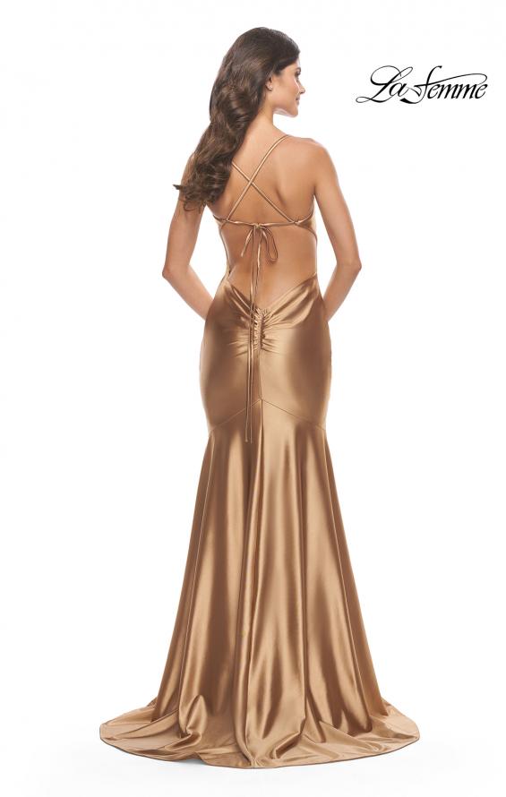Picture of: Liquid Jersey Trumpet Gown with Draped Neckline in Bronze, Style: 31397, Detail Picture 4