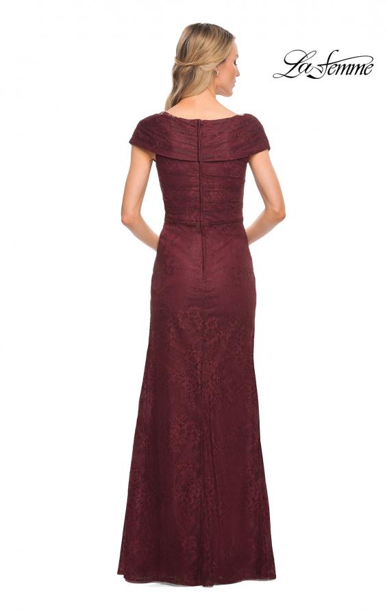 Picture of: Lace Off The Shoulder Cap Sleeve Evening Dress in Burgundy, Style: 27982, Detail Picture 9
