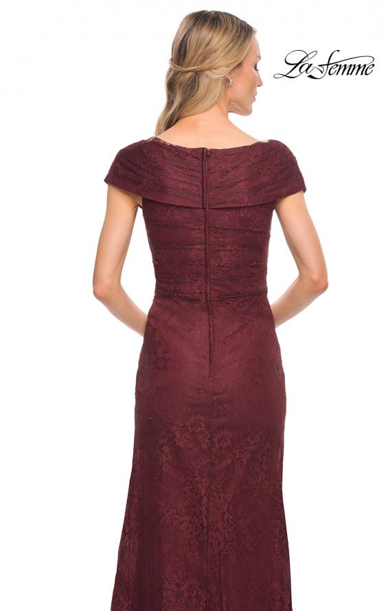 Picture of: Lace Off The Shoulder Cap Sleeve Evening Dress in Burgundy, Style: 27982, Detail Picture 11