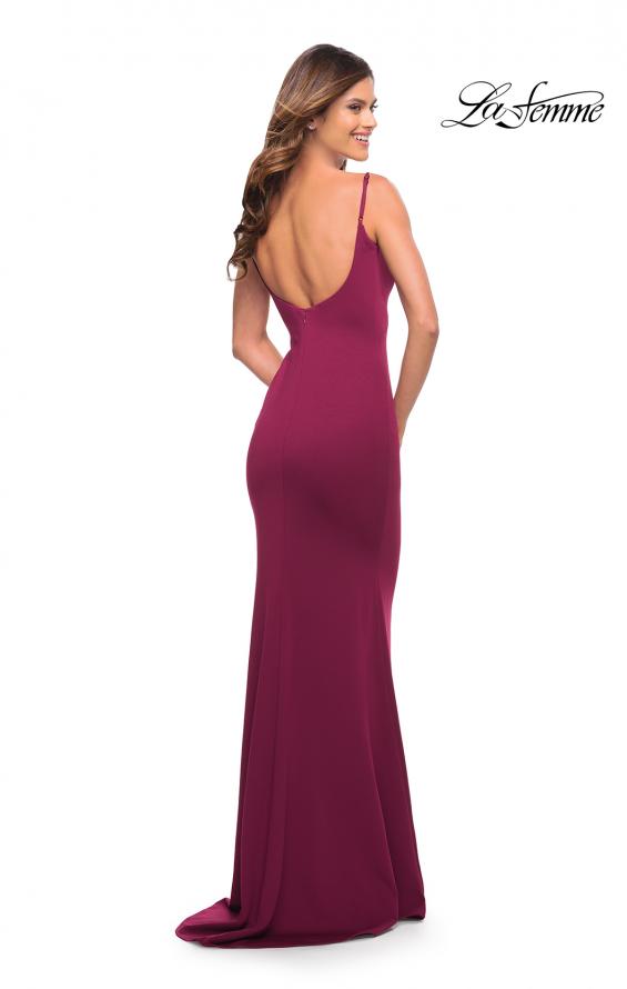 Picture of: Simple Elegant Long Jersey Dress with Scoop Neck in Burgundy, Style: 30541, Detail Picture 10