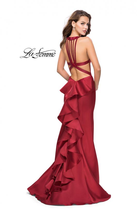 Picture of: Mikado Mermaid Dress with Embellished High Neckline in Burgundy, Style: 25838, Detail Picture 3