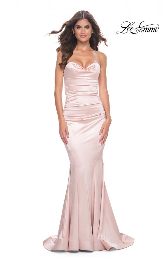 Picture of: Stretch Satin Gown with Draped Sweetheart Neckline in Champagne, Style: 31915, Detail Picture 10