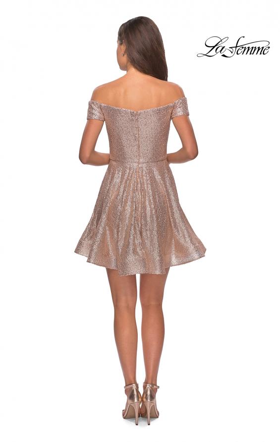 Picture of: Sequin Off The Shoulder Short Homecoming Dress in Champagne, Style: 28155, Detail Picture 4