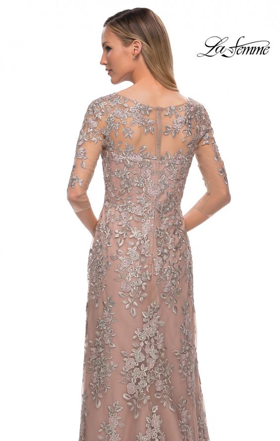 Picture of: Gorgeous Lace Long Gown with Three-Quarter Sleeves in Champagne, Detail Picture 2