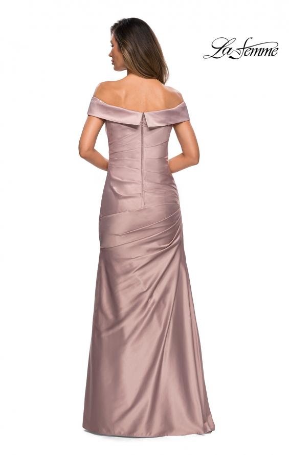 Picture of: Off the Shoulder Satin Evening Dress with Pleating in Champagne, Style: 28103, Detail Picture 5