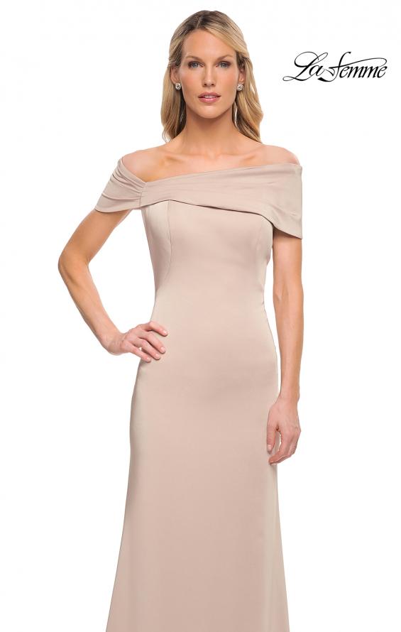 Picture of: Simply Chic Off the Shoulder Jersey Gown in Champagne, Detail Picture 5