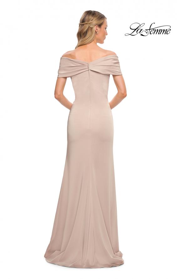 Picture of: Simply Chic Off the Shoulder Jersey Gown in Champagne, Detail Picture 6