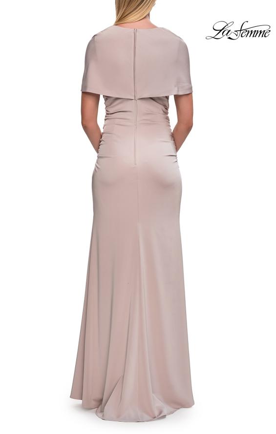 Nude Picture of: Jersey Gown with Draped Bodice and Short Sleeves in Champagne, Style: 33157, Detail Picture 6