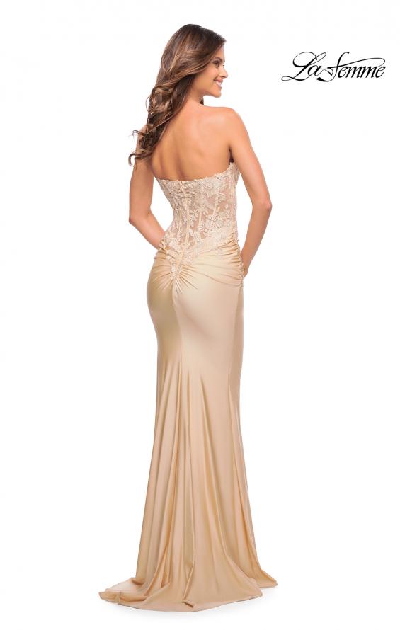 Picture of: Stunning Strapless Jeweled Lace and Jersey Dress in Champagne, Style: 30720, Detail Picture 11