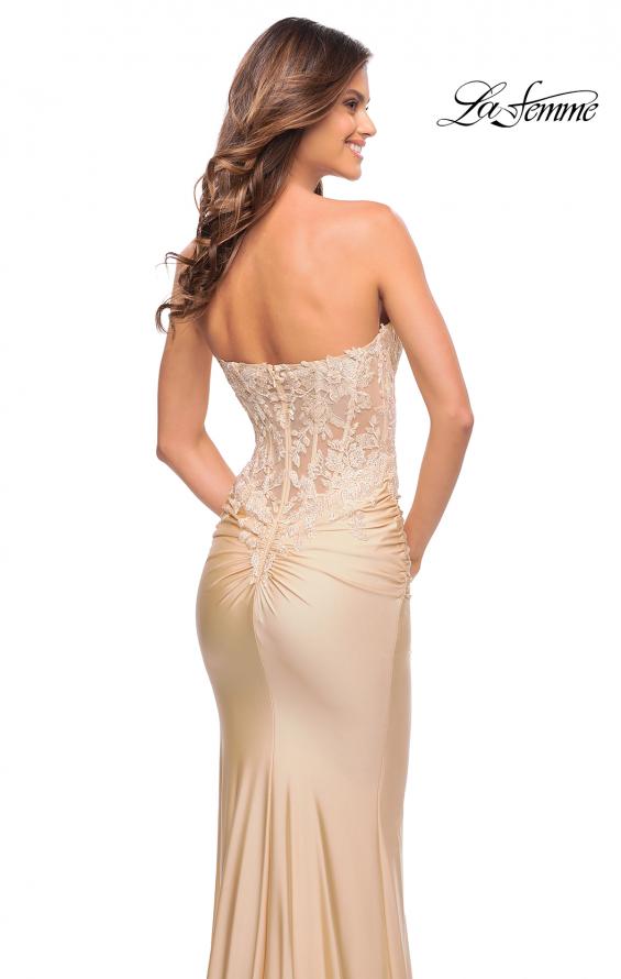 Picture of: Stunning Strapless Jeweled Lace and Jersey Dress in Champagne, Style: 30720, Detail Picture 12