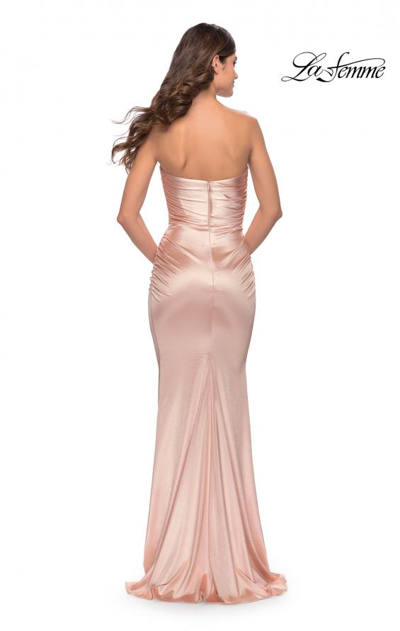 Picture of: Chic Strapless Liquid Jersey Gown with Ruching in Champagne, Style: 31189, Back Picture