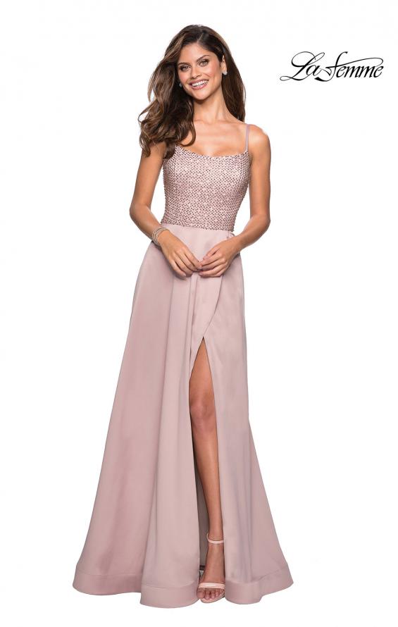 Picture of: Floor Length Prom Dress with Beaded Bust Detail in Champagne, Style: 27293, Detail Picture 2