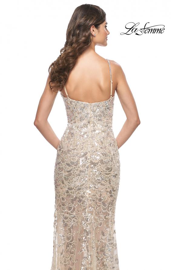 Picture of: Stunning Sequin Rhinestone Pattern Prom Dress in Champagne, Style: 32077, Detail Picture 6