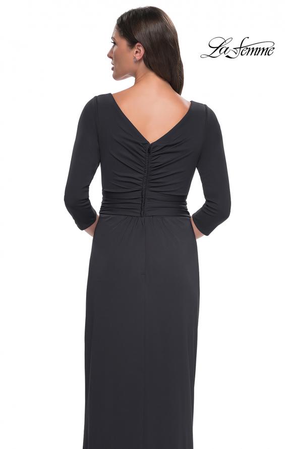 Picture of: Simple Chic Jersey Dress with Ruched Waist and V Neckline in Charcoal, Style: 31014, Detail Picture 8