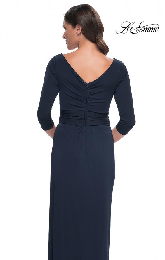 Picture of: Simple Chic Jersey Dress with Ruched Waist and V Neckline in Charcoal, Style: 31014, Detail Picture 10