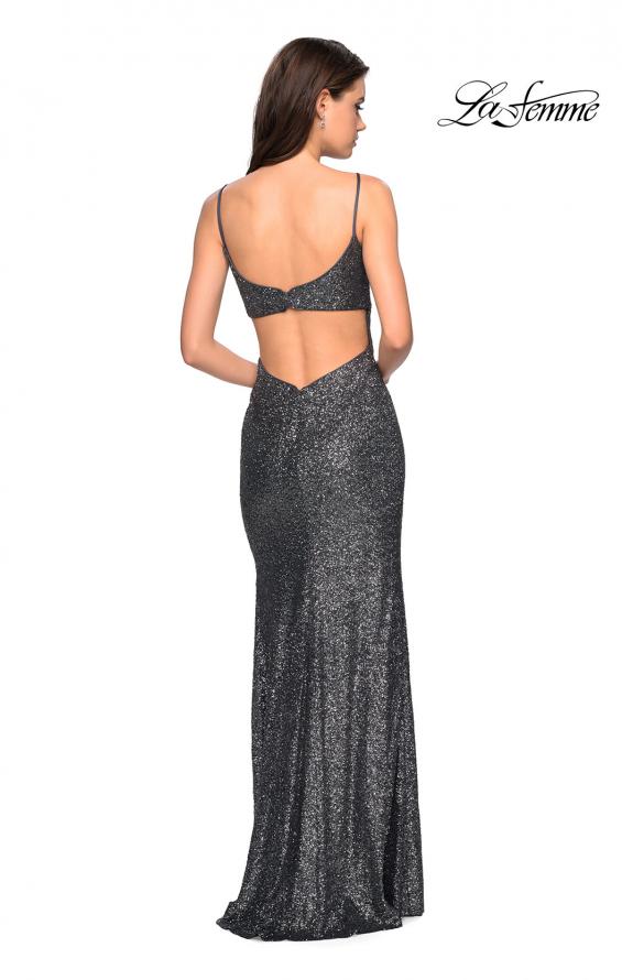 Picture of: Floor Length Fully sequin Prom Dress with Slit in Charcoal, Style: 27272, Back Picture